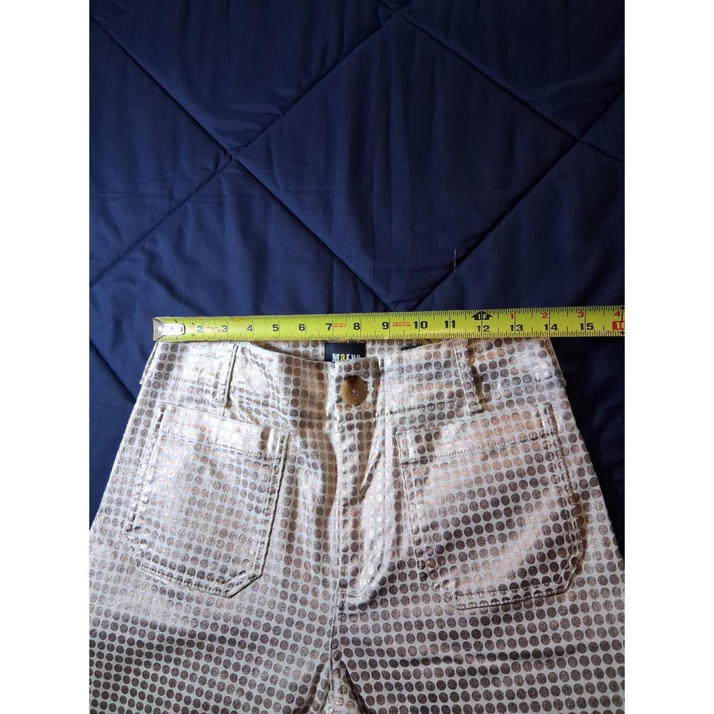 Maeve Anthropologie The Colette Wide Leg Pants 27 Gold Metallic Polka Dot Crop - Picture 4 of 7